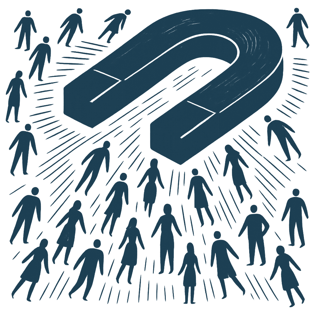 people being drawn to a magnet